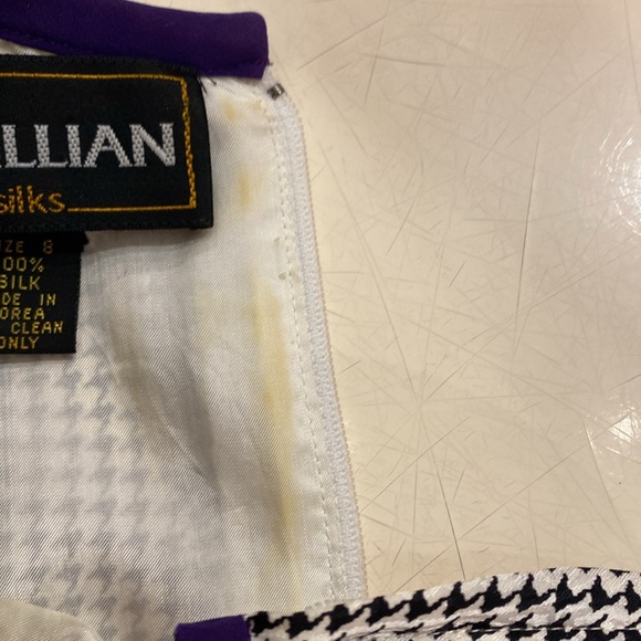 St. Gillian’s Ladies Vintage 100% Silk Dress.  Houndstooth Design.  Size 8. - Picture 8 of 9